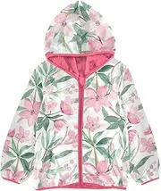 [GuoChe] Big Girls Jackets With Sherpa Lining Vintage Flowers Rustic Light Red Girl Outerwear Jacket Peach Zip Up Jacket