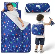 Toddler Nap Mat with Pillow & Blanket, 54"x33" Portable Roll-Up Design - Soft...