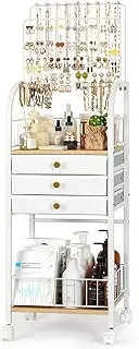 [VINCOURNA] Large Jewelry Holder Organizer, Women's Jewellery Display Stand, Floor Jewellery Organiser with 3 Jewellery Box Drawer, Jewellery Storage Organizer with for Necklace Earring Ring Bracelet Watch
