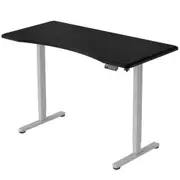 FORTIA Sit To Stand Up Standing Desk, 160x70cm, 72-118cm Electric Height Adjustable, Ergonomically Curved Edge, 70kg Rated, Black/Silver Frame