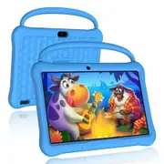 Android 13 Tablet 10.1 Inch Kids Tablets with 4GB RAM 64GB ROM Parental Control 6000mAh Battery Bluetooth WiFi Dual Camera Pre-installed Apps Blue