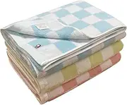 [Imabari Towel] Bath Towel, Set of 3, Pastel Color, Checkered Pattern, 25.6 x 47.2 inches (65 x 120 cm), Made in Japan, 100% Cotton, Water Absorbent, Botome, Fluffy