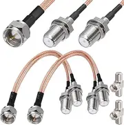 Xiatiaosann 2pcs 50ohm Male to F Dual Female RG316 TV Splitter Coaxial Cable for VCR Antenna Satellite (15cm)