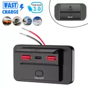12/24V Car QC3.0 PD USB Fast Charger Adapter Power Socket Charging Panel Mount