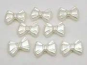 200 Ivory Acrylic Half Pearl Bows Tie Flatback Beads 12mm Scrapbook Craft