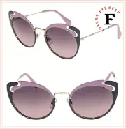 MIU MIU NOIR MU57TS Cut Out Gold Pink Grey Cat Eye Metal Sunglasses 57T Women