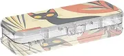 Yoogain Cat Simple Lines Clear Plastic Pencil Box Double Deck Hard Pens Case For Stationery Supplies With Lid