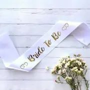 White Bride To Be with Hearts Party Sash - Gold Foil Print