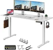 Gamork Electric Standing Desk Adjustable Height 53"x24" Stand Up Desk with Lockable Wheels Ergonomic Sit Stand Desk for for Work Office Home Computer Workstation (White)