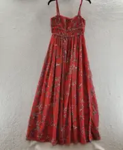 Aqua Square Neck Floral Evening Dress Women's 2 Paprika Pleated Back Zip Closure
