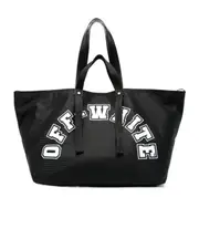 Off-White Logo Printed Mesh Top Handle Bag One size Black