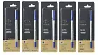 5 X Parker Quink Roller Ball Rollerball Pen Refills Blue Ink Medium Nib Refill