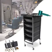 5 Tier Hair Salon Trolley Black Beauty Hairdressing Storage Drawer Cart w/Wheels