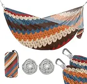 Red and Blue Knitted Stripes 330lb Capacity Outdoor Hammocks Portable Hammock for Camping Travel Accessories Silla colgante para Patio Exterior
