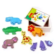 New wooden Magnetic Zoo animal puzzle box