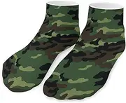 [QMNVBDS] Green Military Pattern Socks Ankle Length Socks Casual Short Socks for Women Men Low Cut Sports Socks Running Socks No Show Socks Ankle Socks Athletic Socks Workout Socks, Style, One Size