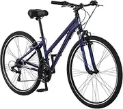 Schwinn Network 1.5 Hybrid Bike, Men and Women, 700c Wheels, 21-Speed, 15-inch Aluminum Frame, Front Suspension, Alloy Linear Pull Brakes, Navy