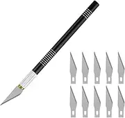 KEWAYO Precision Carving Craft Knife Hobby Knife, Art Knife with 10 Pieces Stainless Steel Blades, for Cutting Carving Scrapbooking, Stencil, and DIY Project