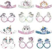 Buziba 12pcs Rainbow Unicorn Party Glasses Decoration Unicorn Birthday Party Hats Unicorn Paper Eyeglasses Photo Booth Props Party Favor