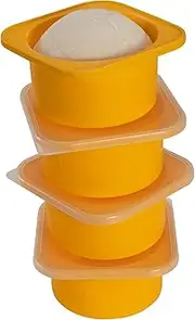 [KEVJES] PLUS 1000ml Pizza Dough Proofing Containers for DIY family Artisan Pizza, Food Grade Silicone Stackable Boxes with Lids, Freezer, Fridge, Dishwasher Safe,4sets (Yellow)