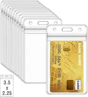 50 Pcs Clear Plastic Vertical Name Badge ID Card Holders