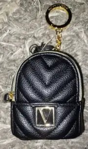 VS mini backpack keychain/charm/coin purse brand new black Quilted Logo