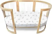 Babyhood Amani Bebe Organic Jersey Cotton Oval Fitted Sheet, Grey Leaf