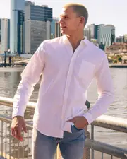 [Skylark] Skylark Men's Hemp Long Sleeve Shirt in White Size 2XL 2XL White