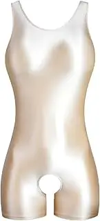 [XCKNY] satin glossy leggings oil silk smooth tank top jumpsuit smooth Open crotch jumpsuit