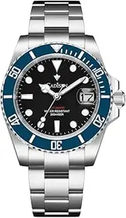 [CADISEN] Men's Automatic Watch with Power Reserve GMT Stainless Steel Sapphire Glass Waterproof Watch Men