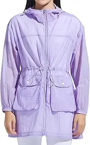 [CHINYOUKA] Women's UPF 50+ Sun Protection Long Jacket, Workout Long Sleeve Zip Shirt, Lightweight Outdoor Hooded