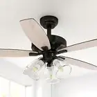 52''Farmhouse Ceiling Fan with Light Indoor Downrod Remote 3 Color Home Lamp