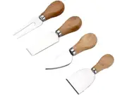 LETOOR 4 Pcs Travel Knives Set Cheese Knife Shaver Fork & Spreader Wooden