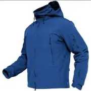 Men's Blue Jacket Tactical Waterproof Hoodie Thermal Fleece Lined 2XL Zip Magcom
