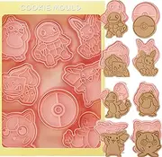 Orapink Cookie Cutter-8 Plastic Cookie Stamps-Cartoon Fun Cookie Mold，Children Super Mario Baking Set