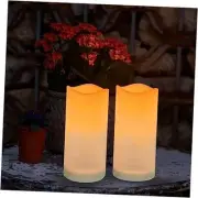 Solar Candles Outdoor Waterproof Set of 2 Flameless Pillar Candles with 2 Pack