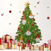 WALPLUS Christmas Decorations Wall Stickers Merry Xmas Gnomes and Tree Wall Art Window Display Clings Decals Living Room Sale Clearance PVC Decals for Glass Xmas Winter Décor