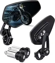 Motorcycle Bar End Mirrors Compatible With Honda GROM MSX125 Kawasaki Z650 Z125 Z900 Z750 SV650 Yamaha MT-07 MT-03 MT-09 MT-10 FZ09 Suzuki GS-F1250 7/8" Motorcycle CNC Bar End Rear View Mirrors
