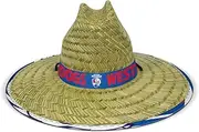 [Burley Sekem] AFL Straw Hat - Western Bulldogs - Wide Brim - Adjustable Chin Strap