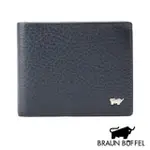 【BRAUN BUFFEL】德國小金牛9卡上翻短夾-藍色 雙鈔/透明窗/零錢袋 BF158-318-BL