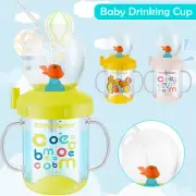 Baby Drinking Cup with Straw Cute Whale Squirt Water Cup 220ML Portable-.-.^
