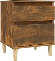vidaXL Bedside Cabinet Nightstand Telephone Stand Side Cabinet Bedroom End Table with Storage Drawer Living Room Home Organiser Smoked Oak