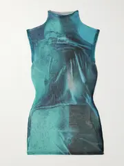 [Jean Paul Gaultier] Jean Paul Gaultier - Printed Tulle Tank - Blue - large large Blue