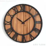 【美美兒】熱推美式掛鐘 復古創意鐘錶 鐵藝實木裝飾石英壁掛鐘