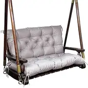 QLWY-MQL Porch Swing Replacement Cushions: 2-3 Seater Outdoor Waterproof Swing Cushions with Ties - Thick Swing Cushion with Backrest for Garden Patio Furniture Loveseat