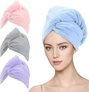 Tecbeauty Microfiber Hair Towel, 4Pcs Hair Wrap for Women Wet Hair Drying Tools