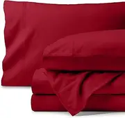 Bare Home Organic Cotton Flannel Sheet Set - King Size - 100% Cotton - Double Brushed for Extra Softness & Comfort - Warm, Cozy, and Durable - Breathable - Bed Sheets (King, Red)