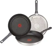 Tefal Daily Cook 3 Piece Pan Set: 20/24/26 cm Stainless Steel Frying Pans, Non-Stick, Thermo Spot Technology, Even Cooking, for All Hob Types, PFOA (Perfluorooctanoic Acid) Free, Black