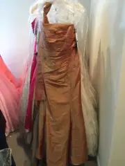 Jordan Catarina MOB Embroidered Copper Evening formal long dress w/shawl 10