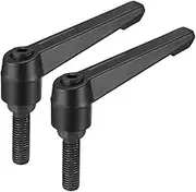 uxcell 2pcs Adjustable Clamping Lever Handle M10 x 35mm Metric Black Oxide Carbon Steel Male Threaded Stud Hand Knobs Rotating Screw Handles Bolts with Locking Lever Black